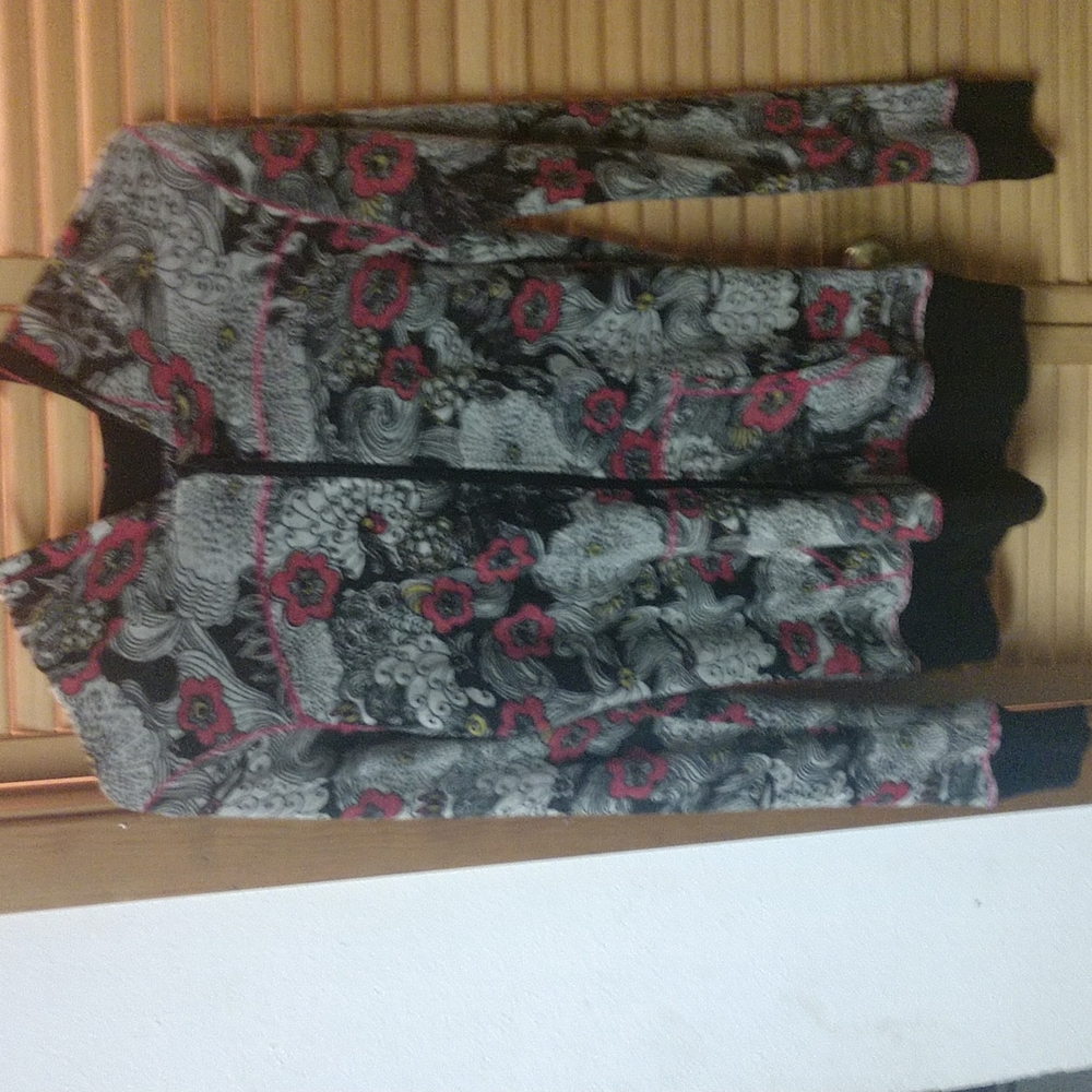 Buffalo David Bitton Brand Women's Grey Hoodie with Black Trim & Pink Flowers